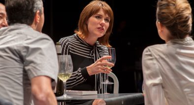Don Castro (Daniel), James Asher (Ben), Lauren English (Lindsey), and Charisse Loriaux (Samantha) in San Francisco Playhouse's production of "You Mean to Do Me Harm" at ACT's Strand Theater.