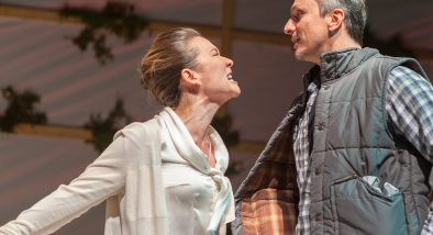Charisse Loriaux (Samantha) and James Asher (Ben) in San Francisco Playhouse's production of "You Mean to Do Me Harm" at ACT's Strand Theater.
