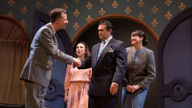 Georges (Ryan Drummond*) meets Anne (Samantha Rose), Edouard Dindon (Christopher Reber*) and Marie Dindon (Adrienne Herro).