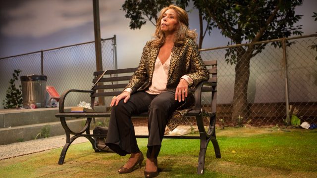 Barbara (Margo Hall*) reflects on her life in 'Barbecue' at San Francisco Playhouse.