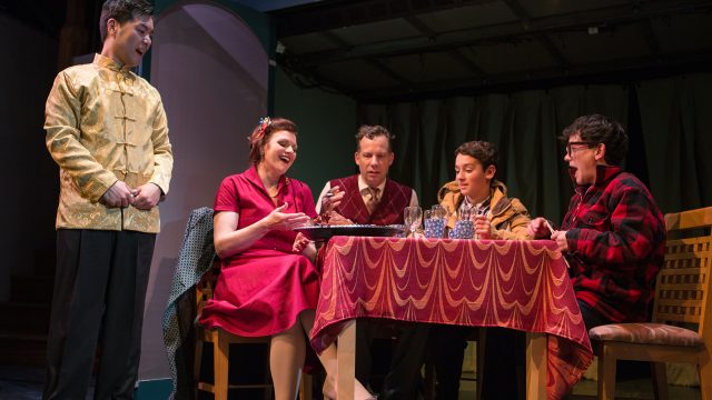 The Parker Family eats Christmas dinner at a Chinese restaurant.