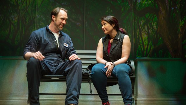 Andy (Will Springhorn, Jr.) and Betty (Lori Prince) meet in the park.