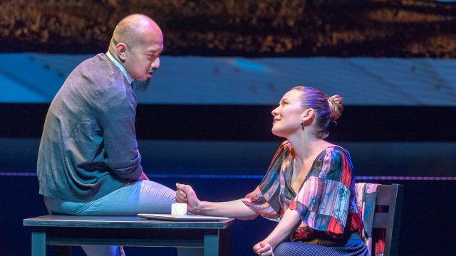 Daniel (Jomar Tagatac*) and Samantha (Charisse Loriaux*) in 'You Mean to Do Me Harm' at San Francisco Playhouse.
