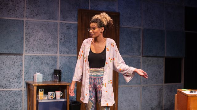 Janelle (Sam Jackson) in 'graveyard shift' at the Creativity Theater, presented by San Francisco Playhouse.