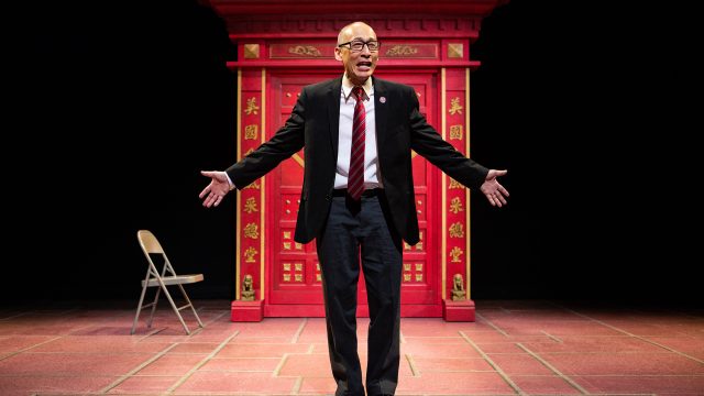 Larry (Francis Jue*) explains his family's history in 'King of the Yees' at San Francisco Playhouse.