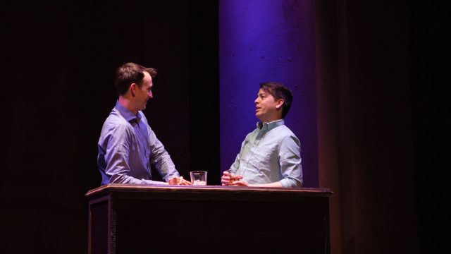 Jordan (Kyle Cameron*) and Evan (Greg Ayers) go out for a drink.