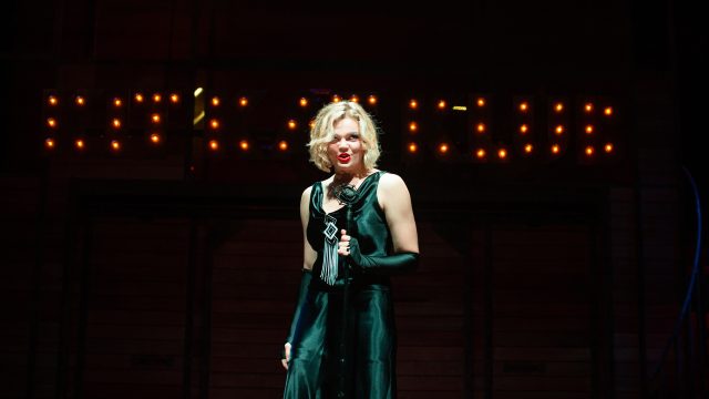 Sally Bowles (Cate Hayman*) re-takes the stage at the Kit Kat Klub in 'Cabaret' at San Francisco Playhouse.
