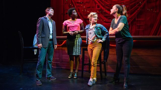 Jefferson (Molly Shaiken), Leslie (Jeunée Simon), Natalie (Erin Anderson), and Gina (Katie Rubin) at the closing night of the Lexington Club.