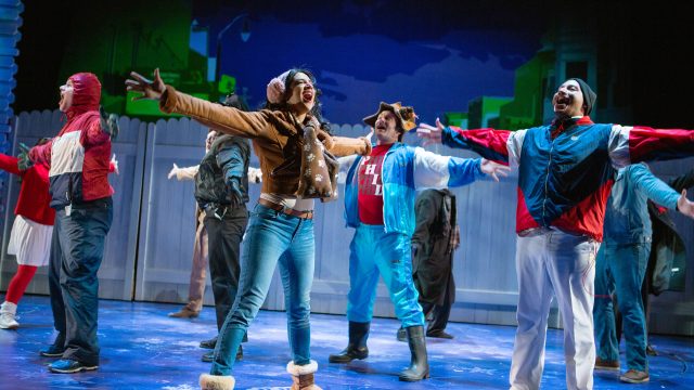 The residents of Punxsutawney, PA, are excited about Groundhog Day. Featuring (l-r): Cameron La Brie, Sophia Introna*, Michael Motroni, and Jorge Luis Diaz.