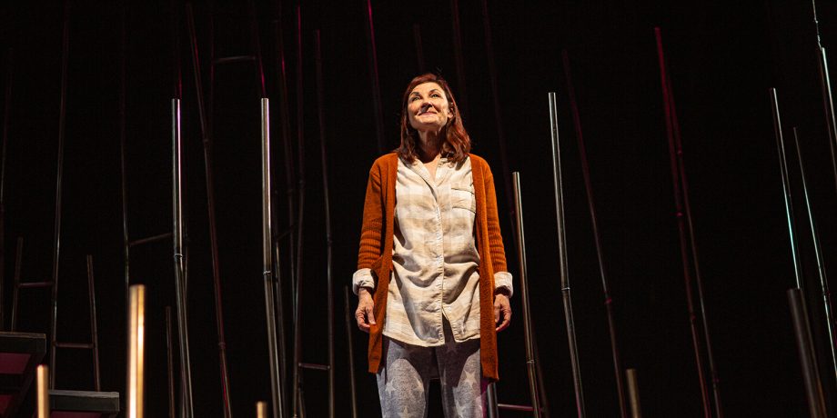 Sugar (Susi Damilano) reflects on the stories being shared with her in 'Tiny Beautiful Things' at San Francisco Playhouse.