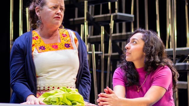 Carmen (Jennifer Proctor*) and Rosali (Gianna DiGregorio Rivera*) in 'Real Women Have Curves' at San Francisco Playhouse.
