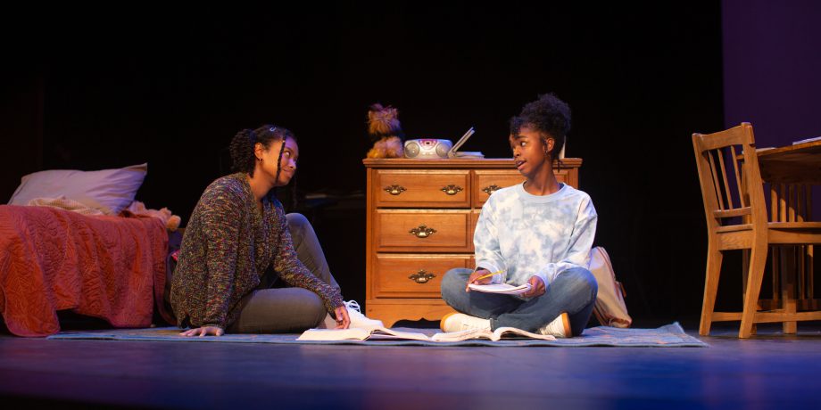 Leah (Anna Marie Sharpe) helps Davis (Jamella Cross*) study for an algebra test.