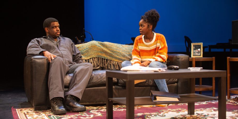 Ernest (Khary L. Moye*) and Davis (Jamella Cross*) share a father-daughter moment.