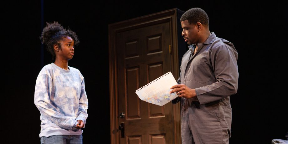 Davis (Jamella Cross*) explains the meaning of her artwork to her father Ernest (Khary L. Moye*).