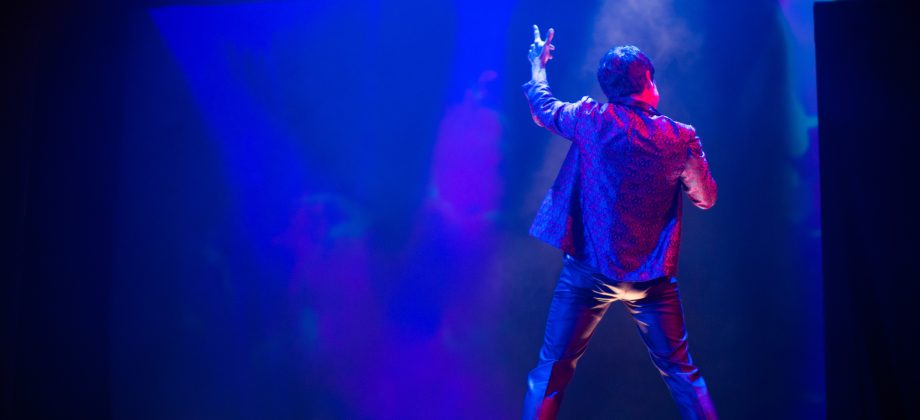 Robbie (Jeremy Kahn*) performs his hit song 'Bad Decision' in 'The Song of Summer' at San Francisco Playhouse. The Song of Summer at San Francisco Playhouse - Photo by Jessica Palopoli