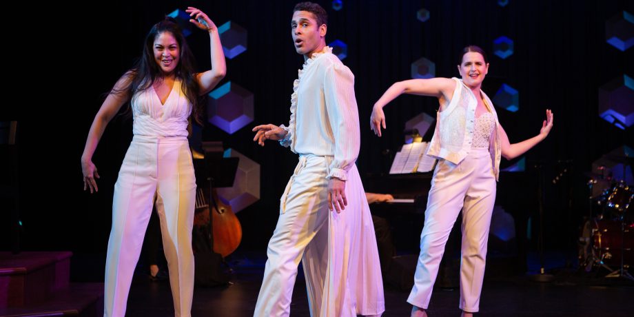 Rinabeth Apostol*, Wilson Jermaine Heredia*, and Melissa WolfKlain* in Starting Here, Starting Now at San Francisco Playhouse. Rinabeth Apostol*, Wilson Jermaine Heredia*, and Melissa WolfKlain* in Starting Here, Starting Now at San Francisco Playhouse.