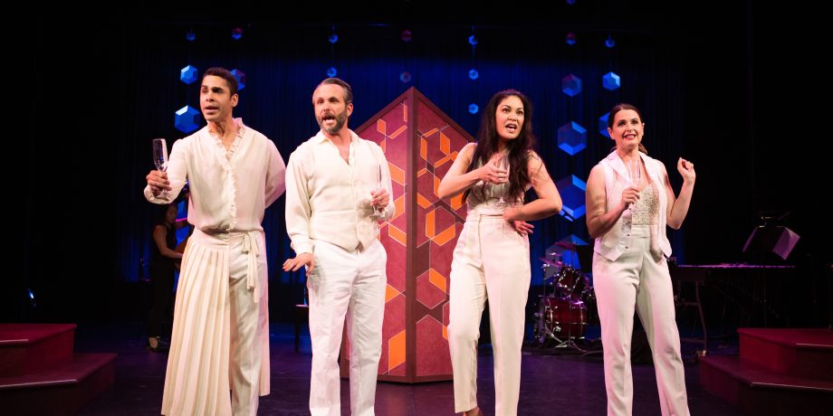 Wilson Jermaine Heredia*, Keith Pinto*, Rinabeth Apostol*, and Melissa WolfKlain* in Starting Here, Starting Now at San Francisco Playhouse. Wilson Jermaine Heredia*, Keith Pinto*, Rinabeth Apostol*, and Melissa WolfKlain* in Starting Here, Starting Now at San Francisco Playhouse.