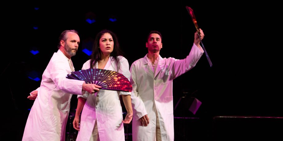 Keith Pinto*, Rinabeth Apostol*, and Wilson Jermaine Heredia*, in Starting Here, Starting Now at San Francisco Playhouse. Keith Pinto*, Rinabeth Apostol*, and Wilson Jermaine Heredia*, in Starting Here, Starting Now at San Francisco Playhouse.