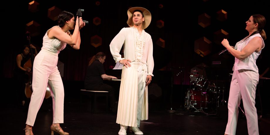 Rinabeth Apostol*, Wilson Jermaine Heredia*, and Melissa WolfKlain* in Starting Here, Starting Now at San Francisco Playhouse. Rinabeth Apostol*, Wilson Jermaine Heredia*, and Melissa WolfKlain* in Starting Here, Starting Now at San Francisco Playhouse.