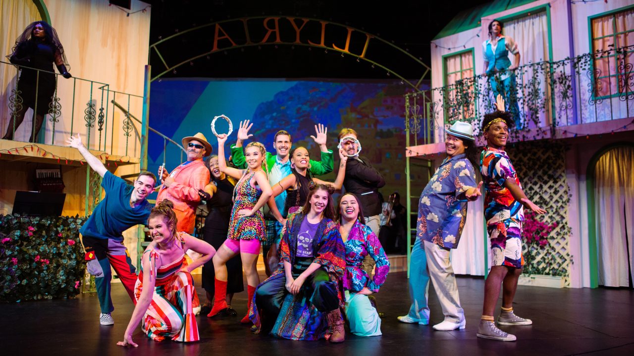 The cast of 'Twelfth Night' at San Francisco Playhouse (L-R: Loreigna Sinclair*, Bear Manescalchi, Amanda Farbstein*, Michael Gene Sullivan*, Cathleen Riddley*, Amanda Le Nguyen, Caleb Haven Draper, Tiana Paulding, Sam Paley, Jamie Zee, Atticus Shaindlin*, Tasi Alabastro, Jon-David Randle*, and Sophia Introna*).