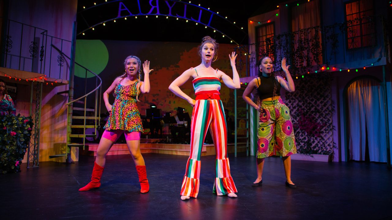 Illyrians (L-R: Amanda Le Nguyen, Amanda Farbstein*, and Tiana Paulding) in 'Twelfth Night' at San Francisco Playhouse.
