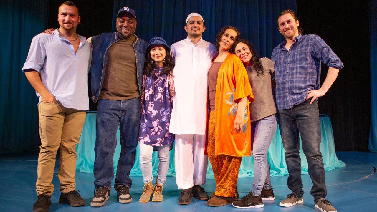 The cast of 'Water by the Spoonful' at San Francisco Playhouse (L-R: Xander DeAngeles, Dorian Lockett, Sango Tajima, Salim Razawi, Lisa Ramirez, Lara Maria, Ben Euphrat).