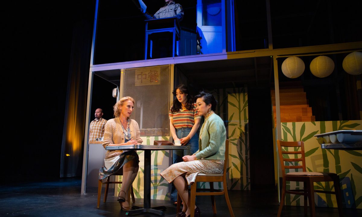 Harry's past and present collide in 'The Paper Dreams of Harry Chin' at San Francisco Playhouse. L-R: Jomar Tagatac*, Carrie Paff*, Will Dao*, Kina Kantor*, Sharon Shao.