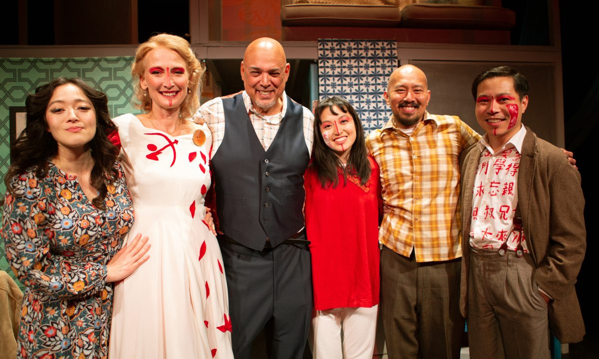 The cast of 'The Paper Dreams of Harry Chin' at San Francisco Playhouse (L-R: Kina Kantor*, Carrie Paff*, Michael Torres*, Sharon Shao, Jomar Tagatac*, Will Dao*).
