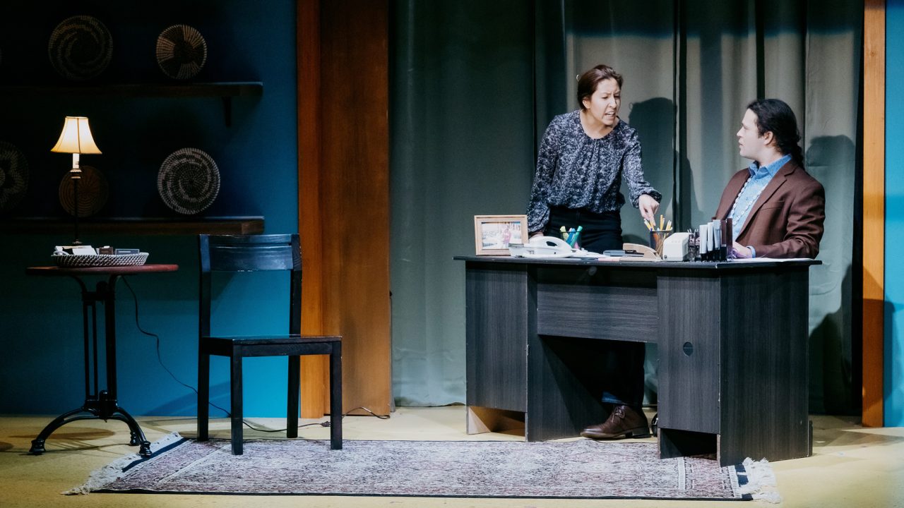 Rocky (Rainbow Dickerson) reaches out to Levi (Chingwe Padraig Sullivan) for a lifeline in San Francisco Playhouse's World Premiere of "Cashed Out," performing January 26 - February 25.