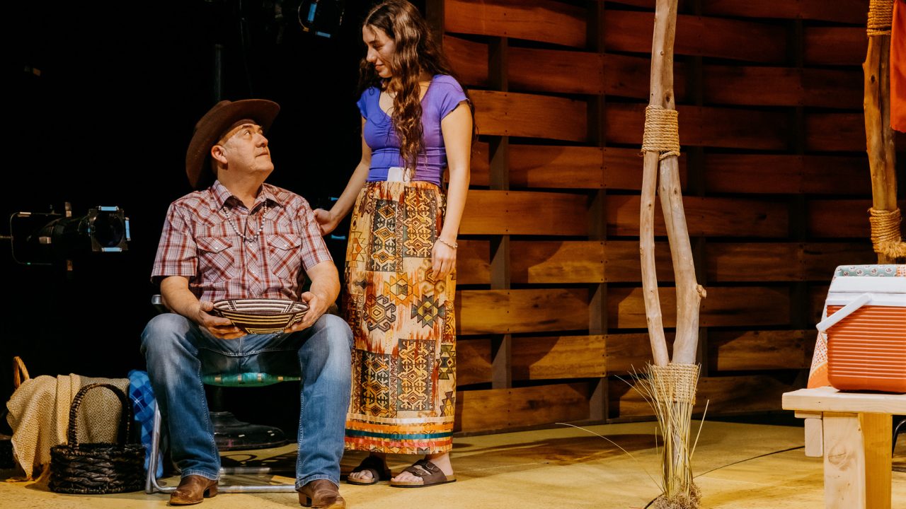 Buddy (Matt Kizer) connects with his granddaughter Maya (Louisa Kizer) in San Francisco Playhouse's World Premiere of "Cashed Out," performing January 26 - February 25.