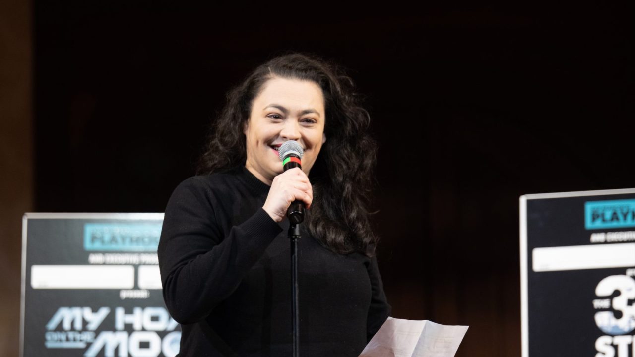 Renee Rogoff performs a scene at the Season Announcement Party.