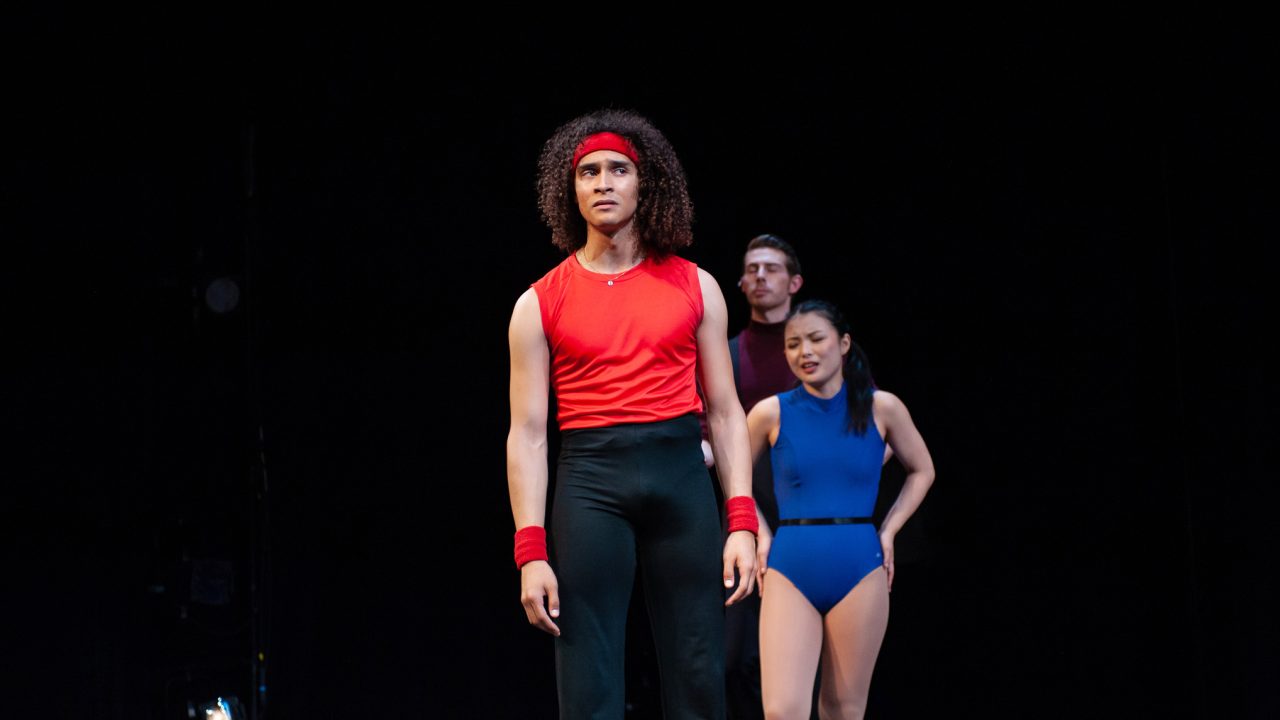Richie (Chachi Delgado) shares his story with Greg (Dalton Bertolone) and Connie (Ruri Kodama) in San Francisco Playhouse's "A Chorus Line," performing June 22 - September 9.