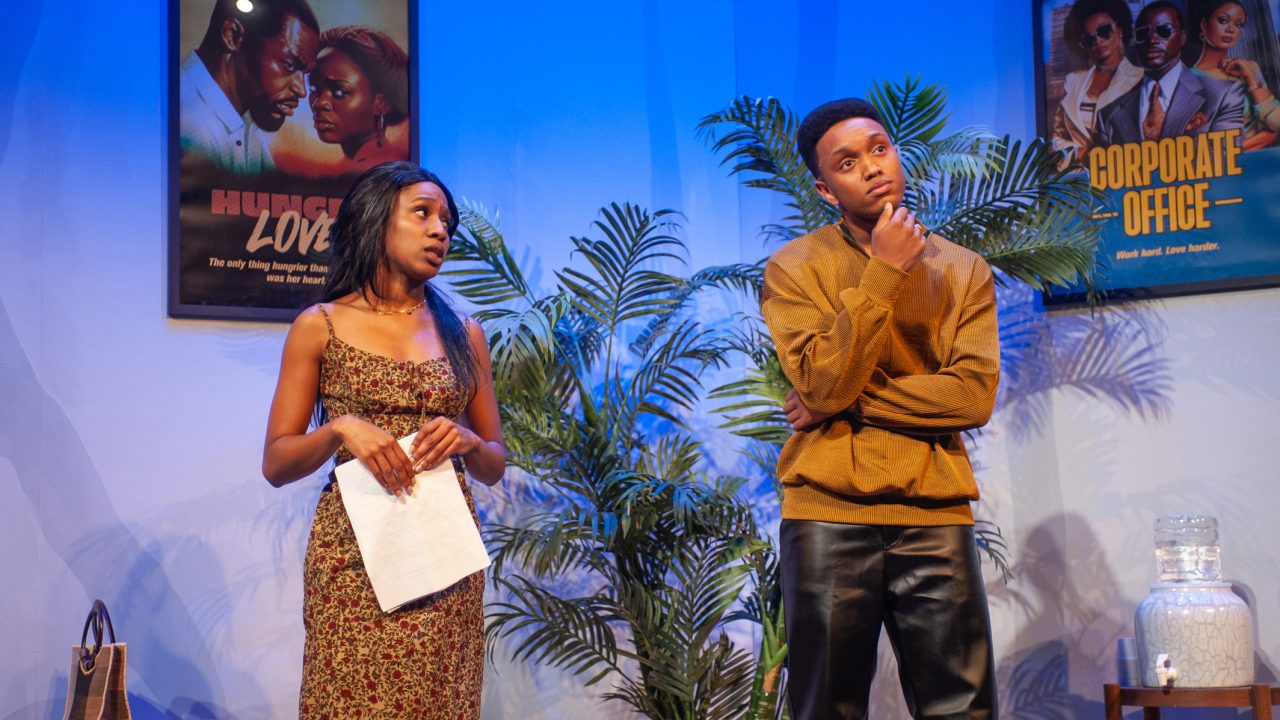 Ayamma (Angel Adedokun) gets to know Wale (Jordan Covington) in San Francisco Playhouse's "Nollywood Dreams," performing September 28 - November 4, 2023.