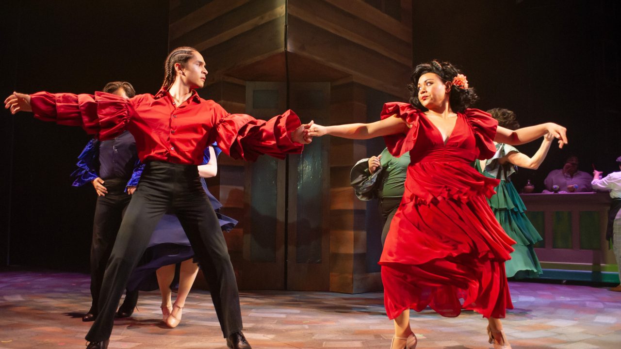 Dancers (Chachi Delgado and Malia Abayon) cut a rug in a Havana nightclub in San Francisco Playhouse's "Guys and Dolls," performing November 16, 2023 - January 13, 2024.