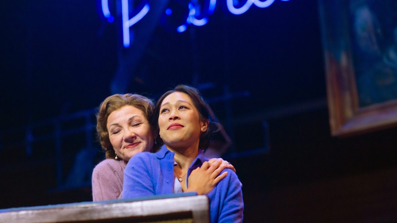 Amanda (Susi Damilano) embraces Laura (Nicole Javier) in San Francisco Playhouse's "The Glass Menagerie," performing May 2 - June 15. Amanda (Susi Damilano) embraces Laura (Nicole Javier) in San Francisco Playhouse's "The Glass Menagerie," performing May 2 - June 15.