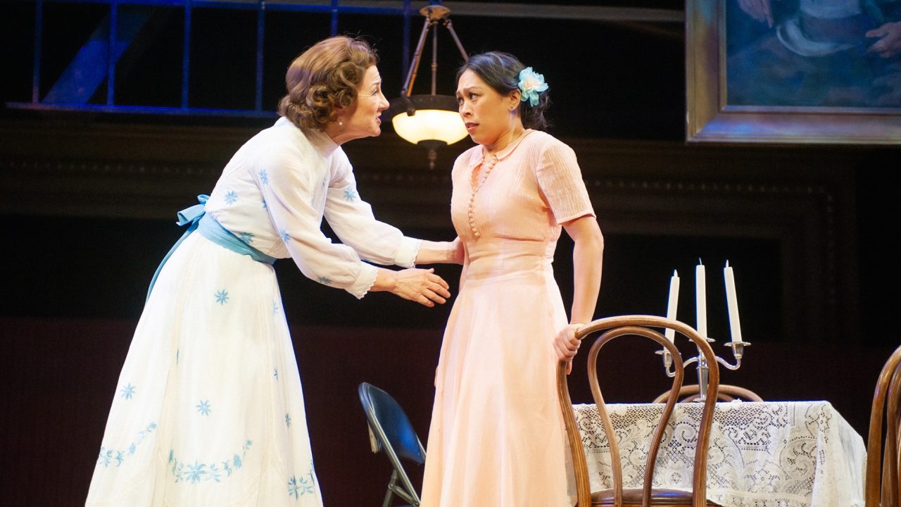 Amanda (Susi Damilano) confronts Laura (Nicole Javier) in San Francisco Playhouse's "The Glass Menagerie," performing May 2 - June 15. Amanda (Susi Damilano) confronts Laura (Nicole Javier) in San Francisco Playhouse's "The Glass Menagerie," performing May 2 - June 15.