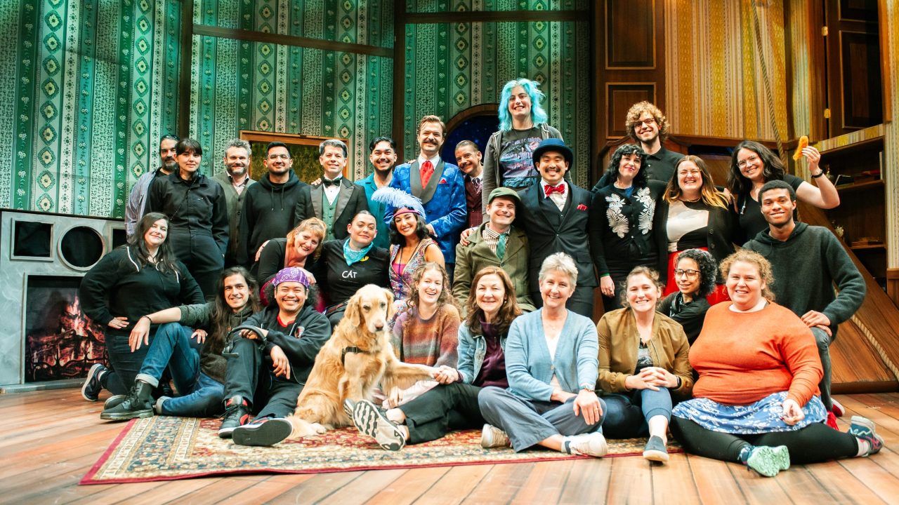 The cast and crew of "The Play That Goes Wrong," presented by San Francisco Playhouse September 21 - November 9. "The Play That Goes Wrong" production photo.