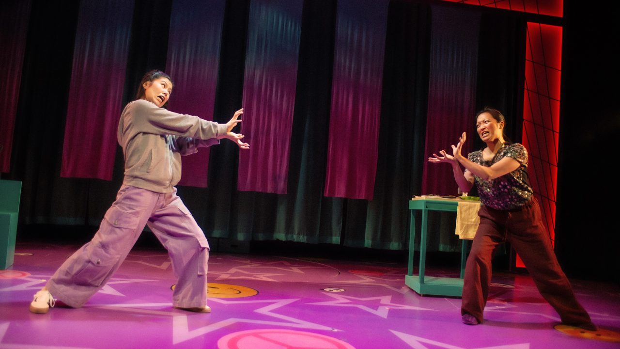 Ami (Ana Ming Bostwick-Singer) and her mom (Nicole Tung) battle in San Francisco Playhouse's "Exotic Deadly: Or the MSG Play," performing January 30 - March 8. Ami (Ana Ming Bostwick-Singer) and her mom (Nicole Tung) battle in San Francisco Playhouse's "Exotic Deadly: Or the MSG Play," performing January 30 - March 8.