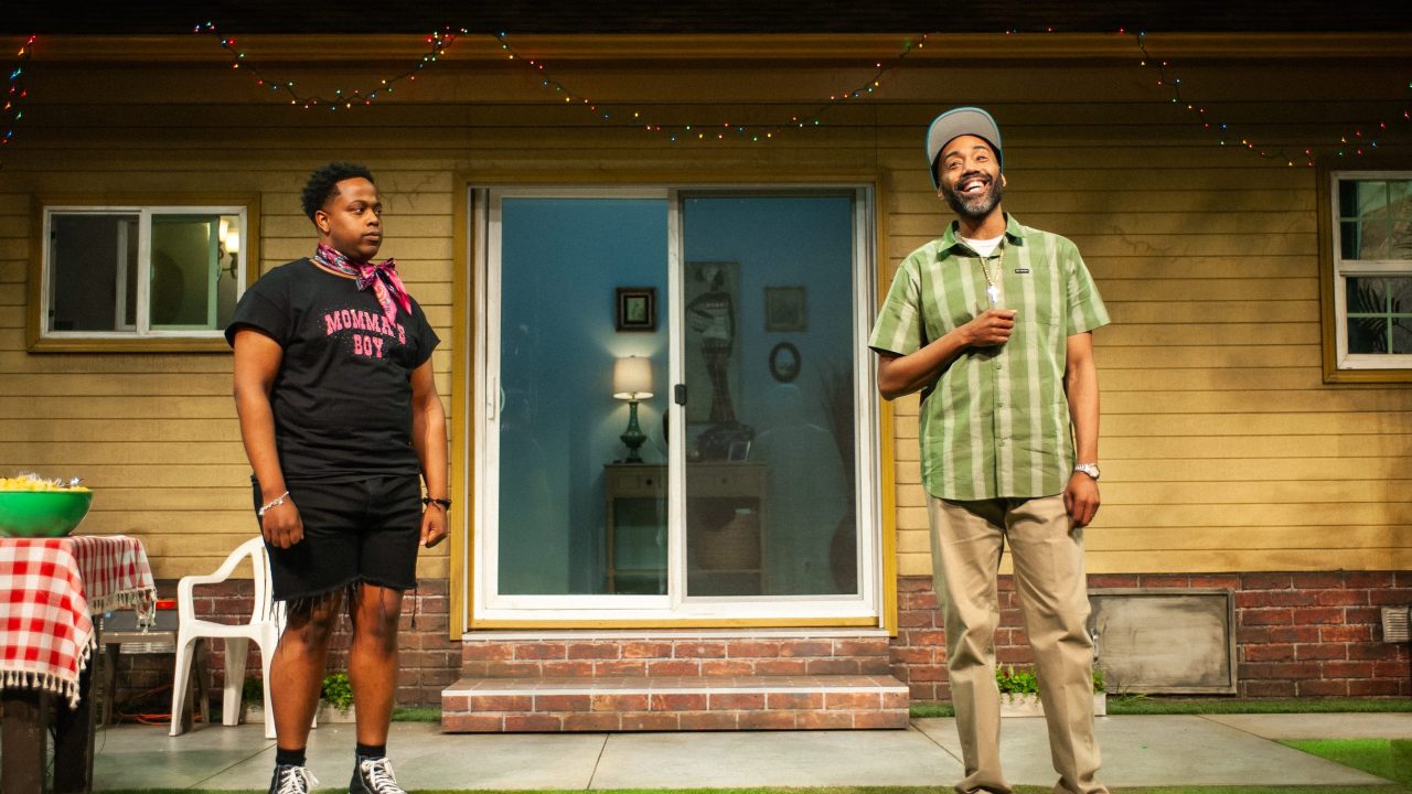 Juicy (Devin A. Cunningham) is upset with Rev (Ron Chapman) for marrying his mother in "Fat Ham," presented by San Francisco Playhouse March 20 - April 19. Juicy (Devin A. Cunningham) is upset with Rev (Ron Chapman) for marrying his mother in "Fat Ham," presented by San Francisco Playhouse March 20 - April 19.