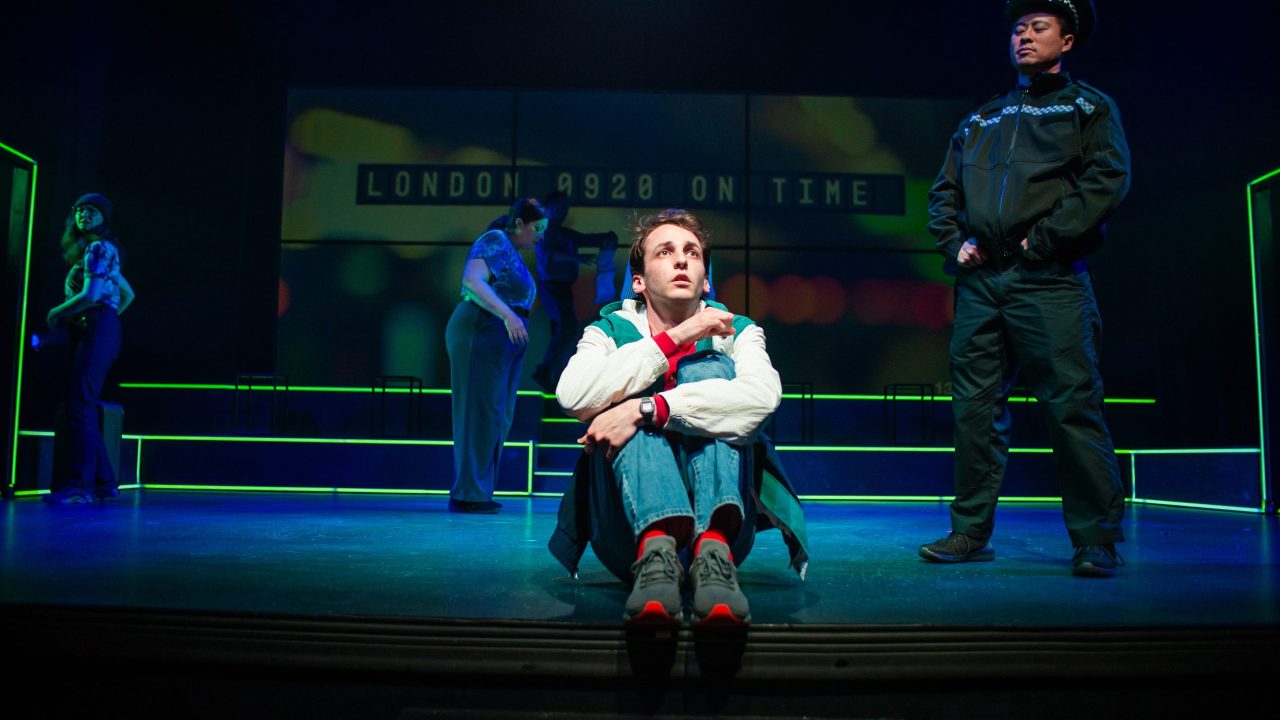 Christopher (Brendan Looney) is found by a policeman (Whit K. Lee) in San Francisco Playhouse's "The Curious Incident of the Dog in the Night-Time," performing May 1 - June 21. Christopher (Brendan Looney) is found by a policeman (Whit K. Lee) in San Francisco Playhouse's "The Curious Incident of the Dog in the Night-Time," performing May 1 - June 21.