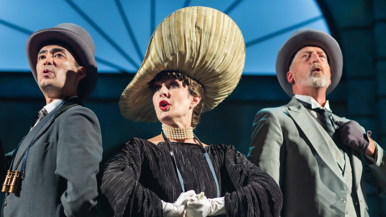 Upper crust society (l to r: Nicholas Tabora, Jill Slyter, Andy Collins) assemble at The Ascot in San Francisco Playhouse's "My Fair Lady," performing July 3 - September 13, 2025. Upper crust society (l to r: Nicholas Tabora, Jill Slyter, Andy Collins) assemble at The Ascot in San Francisco Playhouse's "My Fair Lady," performing July 3 - September 13, 2025.