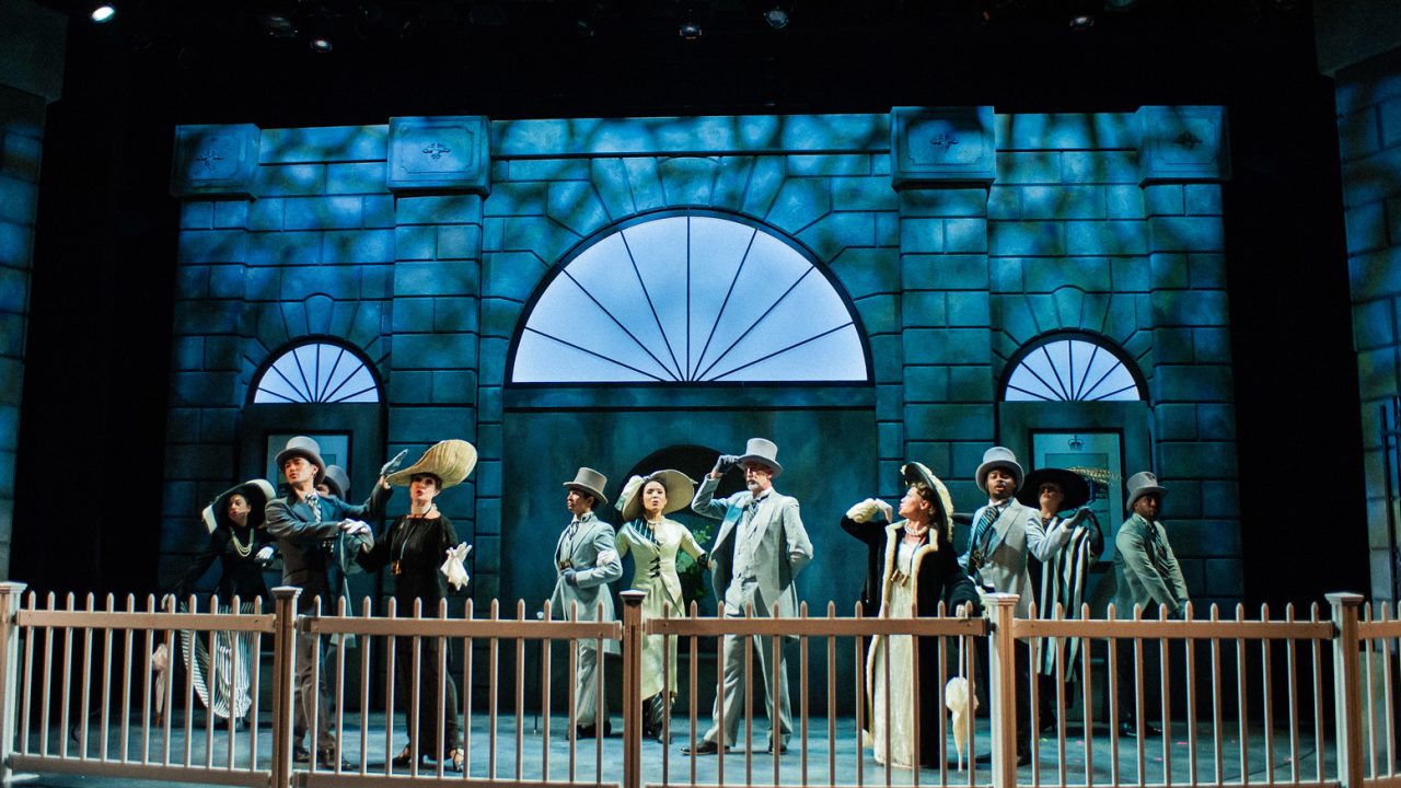 The upper crust of society gather for The Ascot opening day in San Francisco Playhouse's "My Fair Lady," performing July 3 - September 13, 2025. The upper crust of society gather for The Ascot opening day in San Francisco Playhouse's "My Fair Lady," performing July 3 - September 13, 2025.