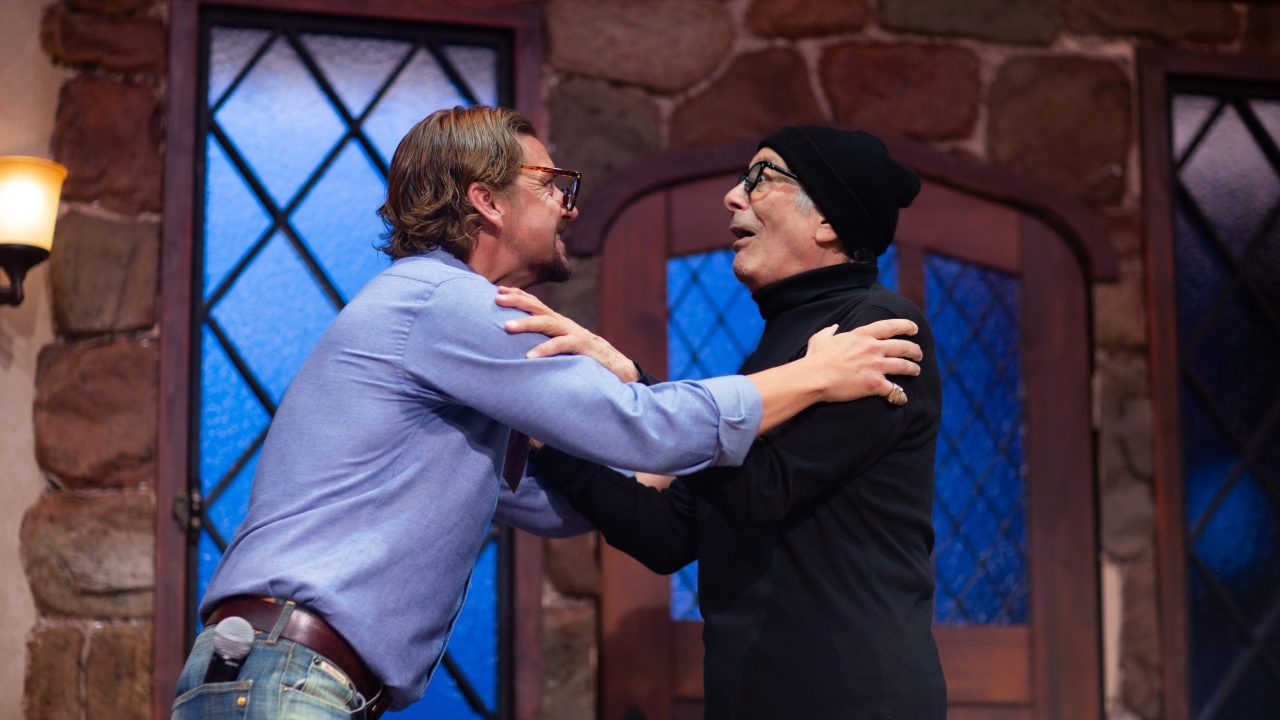 Lloyd (Patrick Russell) coaches Selsdon (Louis Parnell) in San Francisco Playhouse's "Noises Off," performing September 25 - November 8. Lloyd (Patrick Russell) coaches Selsdon (Louis Parnell) in San Francisco Playhouse's "Noises Off," performing September 25 - November 8.