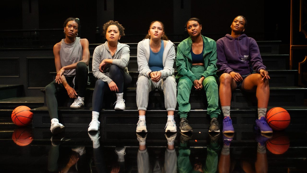 Santeon Brown, Camille Collaço, Emma Gardner, Courtney Gabrielle Williams, and Paige Mayes are the Lady Train high school basketball team in San Francisco Playhouse's "Flex," performing March 26 - May 2. Santeon Brown, Camille Collaço, Emma Gardner, Courtney Gabrielle Williams, and Paige Mayes are the Lady Train high school basketball team in San Francisco Playhouse's "Flex," performing March 26 - May 2.