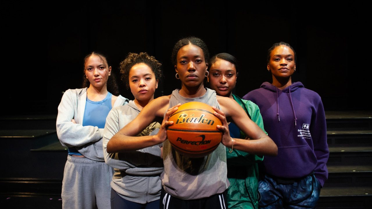 Emma Gardner, Camille Collaço, Santeon Brown, Courtney Gabrielle Williams, and Paige Mayes are the Lady Train high school basketball team in San Francisco Playhouse's "Flex," performing March 26 - May 2. Emma Gardner, Camille Collaço, Santeon Brown, Courtney Gabrielle Williams, and Paige Mayes are the Lady Train high school basketball team in San Francisco Playhouse's "Flex," performing March 26 - May 2.