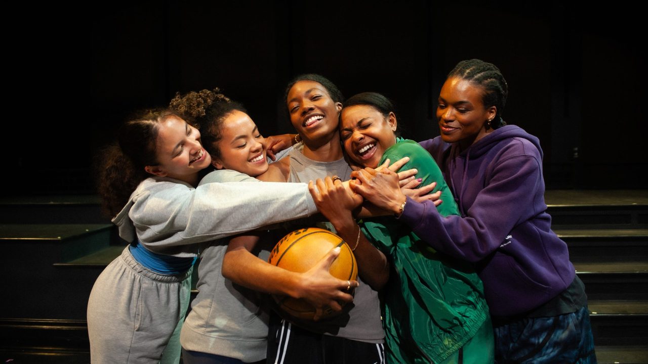 Team members (Emma Gardner, Camille Collaço, Santeon Brown, Courtney Gabrielle Williams, and Paige Mayes) embrace in San Francisco Playhouse's "Flex," performing March 26 - May 2. Team members (Emma Gardner, Camille Collaço, Santeon Brown, Courtney Gabrielle Williams, and Paige Mayes) embrace in San Francisco Playhouse's "Flex," performing March 26 - May 2.