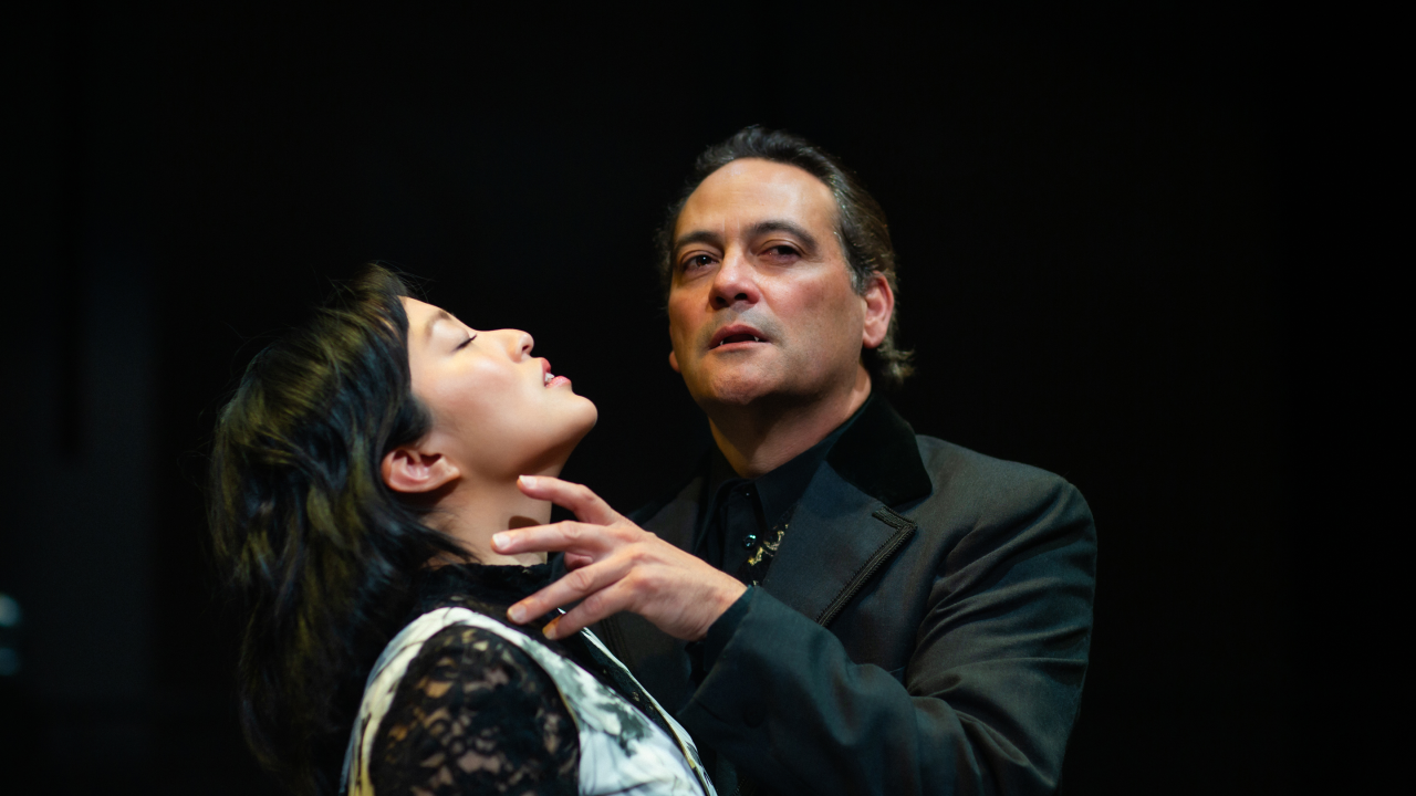 Sharon Shao is Mina and Johnny Moreno is Dracula in San Francisco Playhouse's "Dracula: A Feminist Revenge Fantasy, Really," performing May 14 - June 27. Sharon Shao is Mina and Johnny Moreno is Dracula in San Francisco Playhouse's "Dracula: A Feminist Revenge Fantasy, Really," performing May 14 - June 27.
