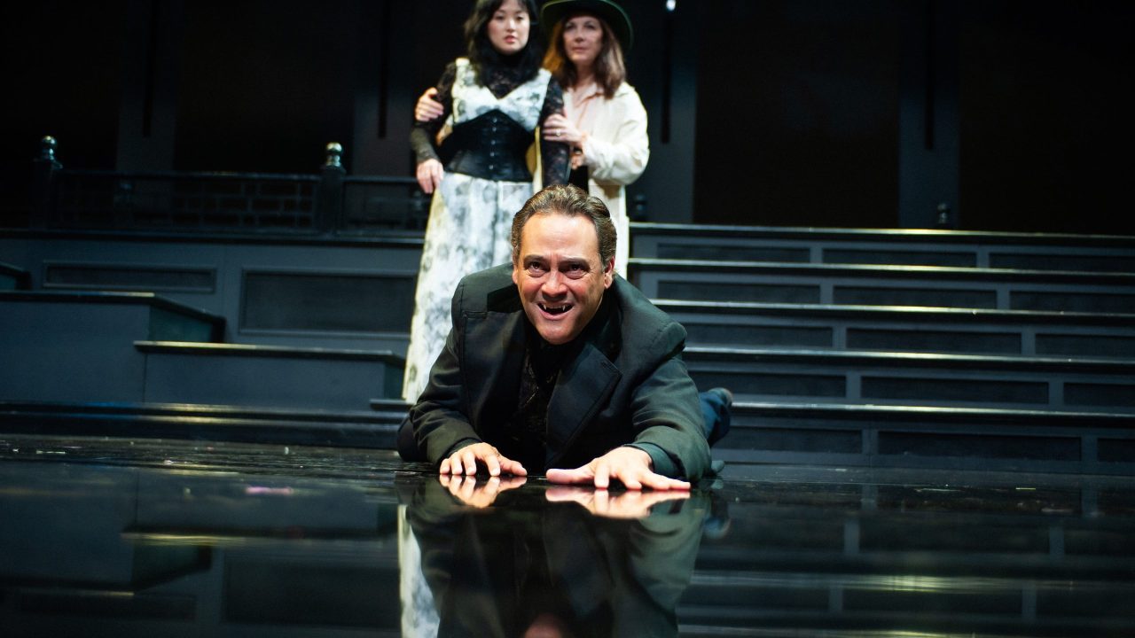 Johnny Moreno is Dracula, with Sharon Shao (left) as Mina, and Susi Damilano (right) as Van Helsing, in San Francisco Playhouse's "Dracula: A Feminist Revenge Fantasy, Really," performing May 14 - June 27. Johnny Moreno is Dracula, with Sharon Shao (left) as Mina, and Susi Damilano (right) as Van Helsing, in San Francisco Playhouse's "Dracula: A Feminist Revenge Fantasy, Really," performing May 14 - June 27.