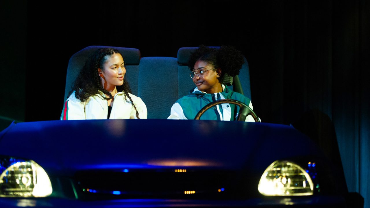 Cherise (Emma Gardner) and Donna (Courtney Gabrielle Williams) share a moment in San Francisco Playhouse's "Flex," performing March 26 - May 2, 2026. Cherise (Emma Gardner) and Donna (Courtney Gabrielle Williams) share a moment in San Francisco Playhouse's "Flex," performing March 26 - May 2, 2026.