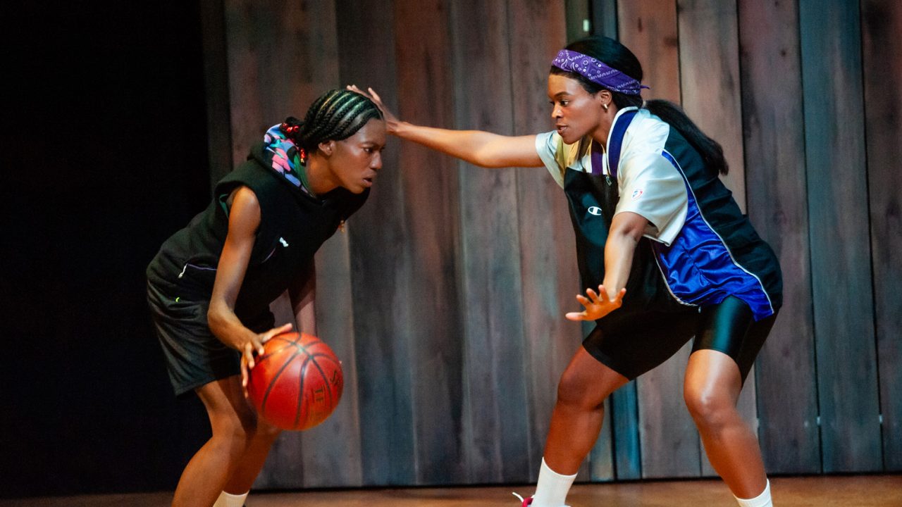 Starra (Santeon Brown) plays basketball with Sidney (Paige Mayes) in San Francisco Playhouse's "Flex," performing March 26 - May 2, 2026. Starra (Santeon Brown) plays basketball with Sidney (Paige Mayes) in San Francisco Playhouse's "Flex," performing March 26 - May 2, 2026.